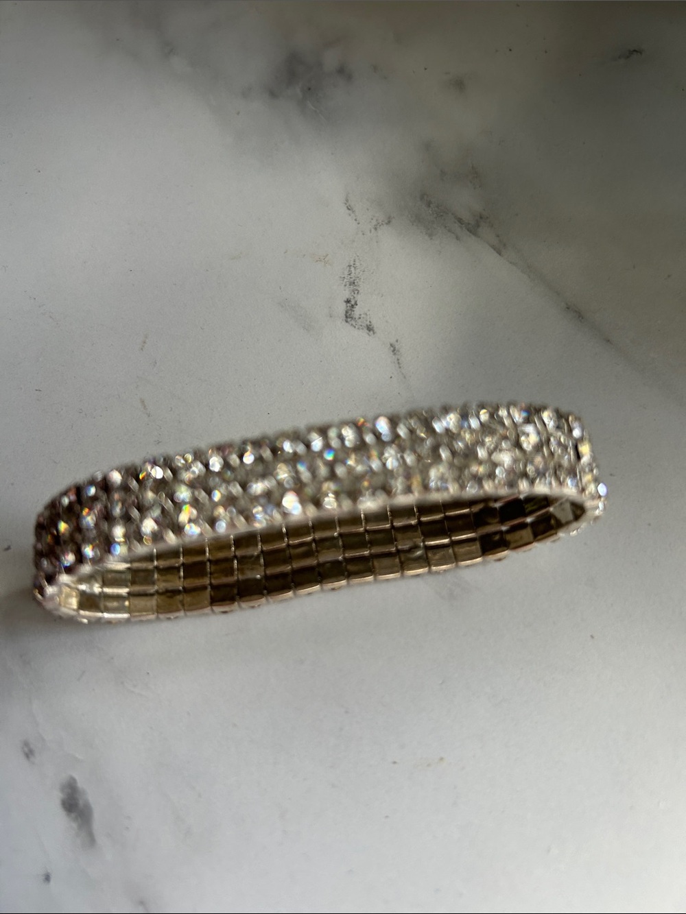 Crystal Pavé Stretch Bracelet - Silver Tone
